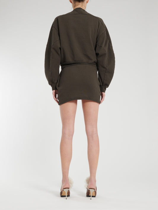 Ottolinger Drape Jersey Mini Dress Brown