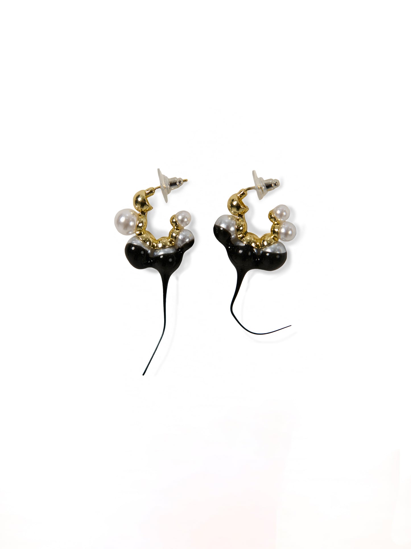 Ottolinger Dipped Pearl Mini Hoop Golg & Black