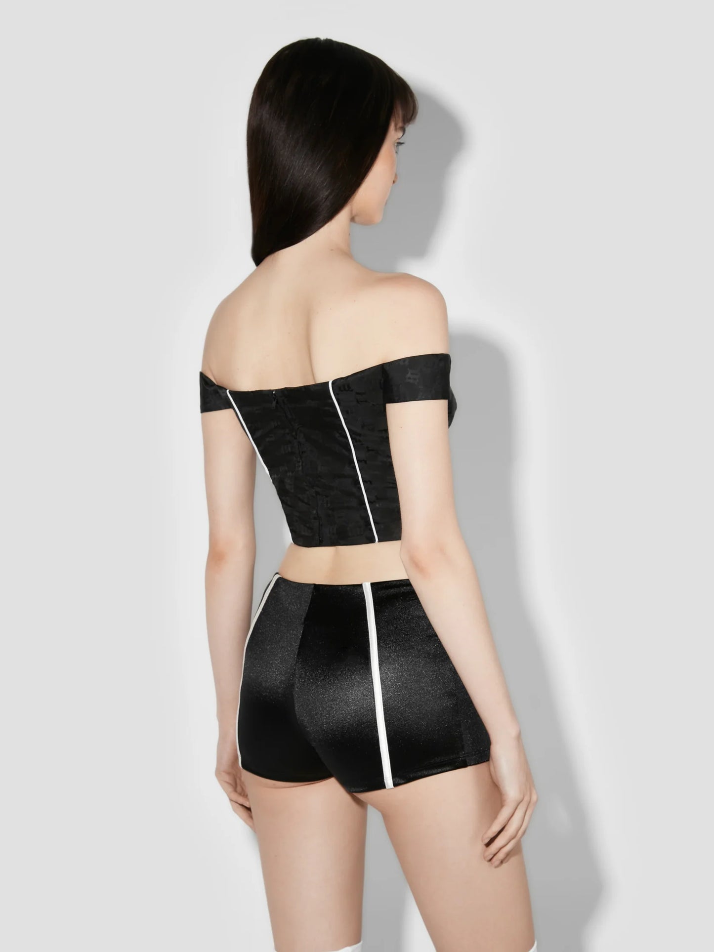 MISSBHV Monogram Nylon Corset Top Black