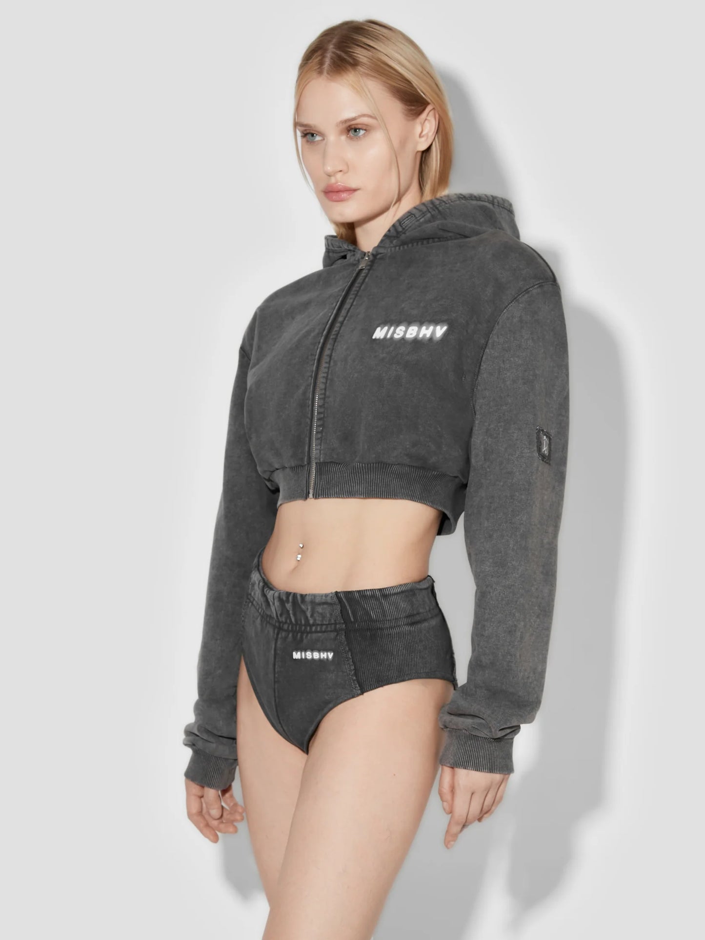 MISSBHV Community Cropped Zipped Hoodie Black