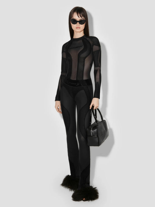 MISSBHV Flock Mesh Sport Flared Pant Black