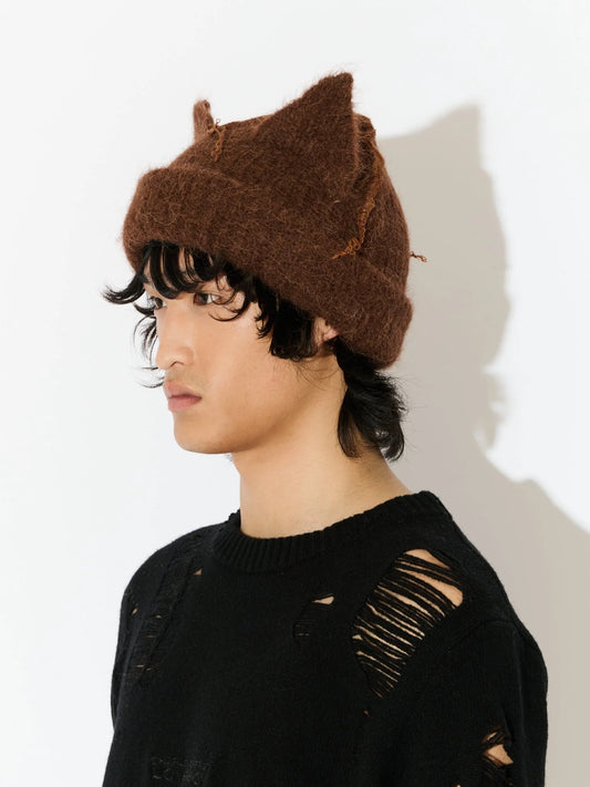 Charles Jeffrey LOVERBOY Alpaca Chunky Ears Beanie Brown