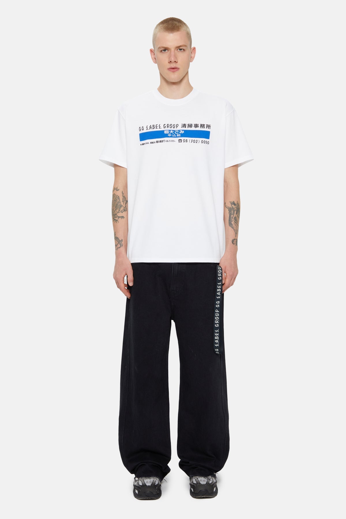 44Label Red Stop High Risk Tee Black