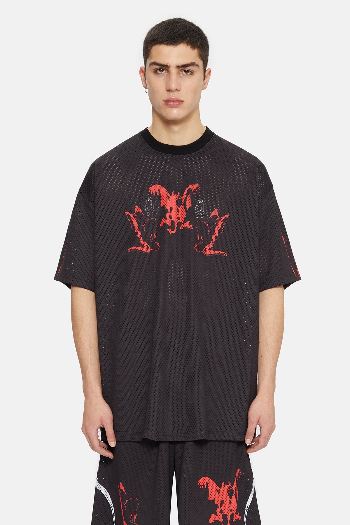 44Label Red Y2K Soccer Tee Black