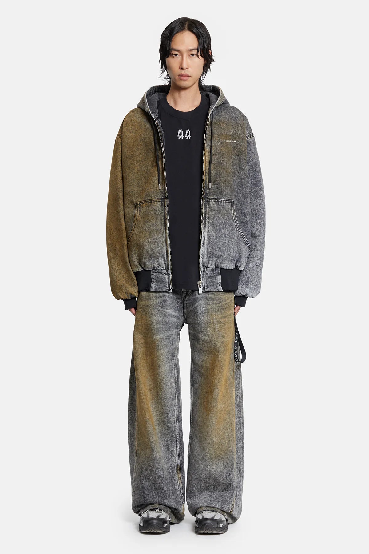 44Label Padded Denim Jacket Grey