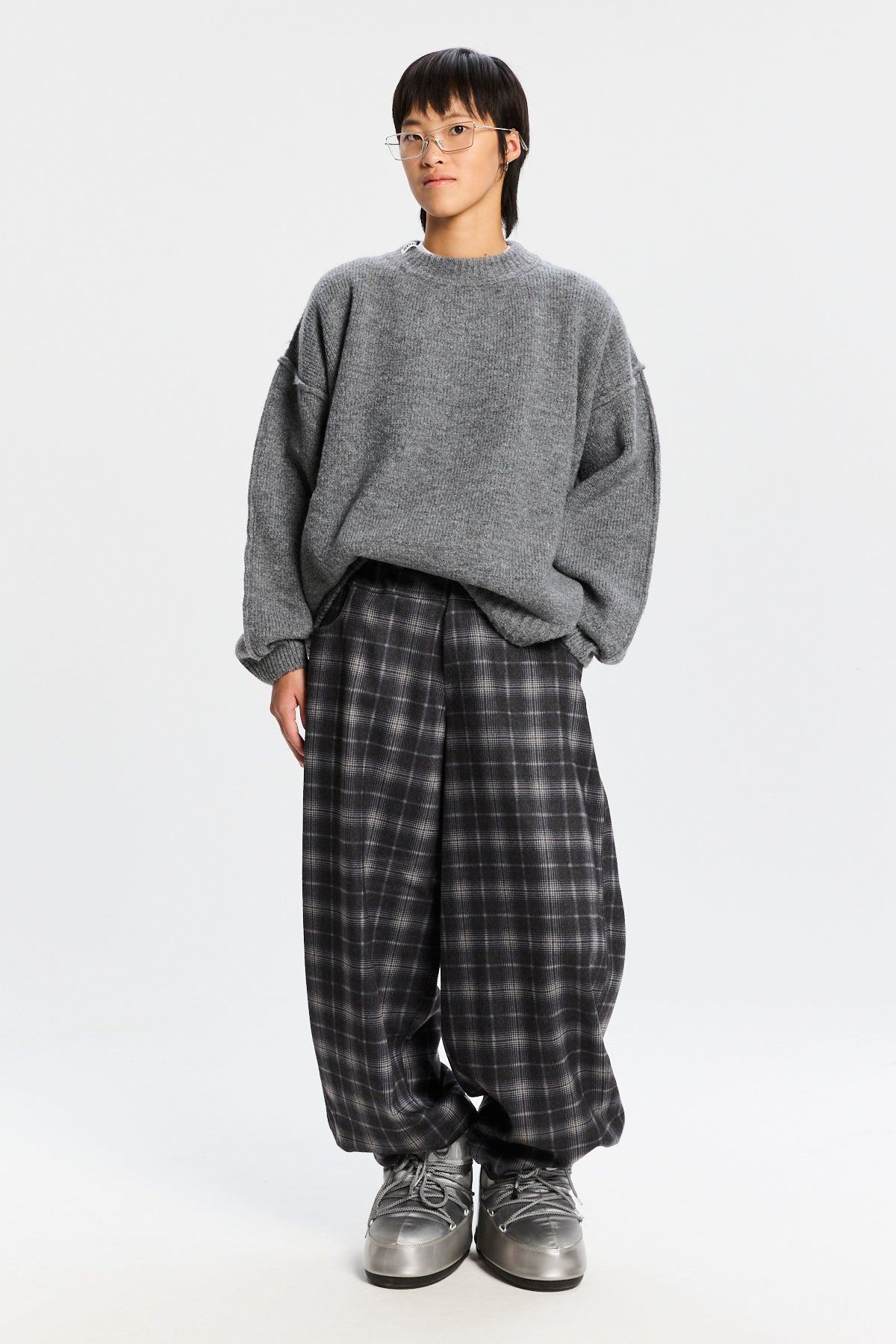 Bonsai Brushed Wool Crewneck Sweater Dark Grey