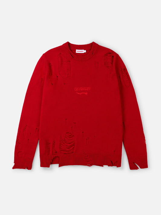 Charles Jeffrey LOVERBOY Distressed Logo Jumper Red