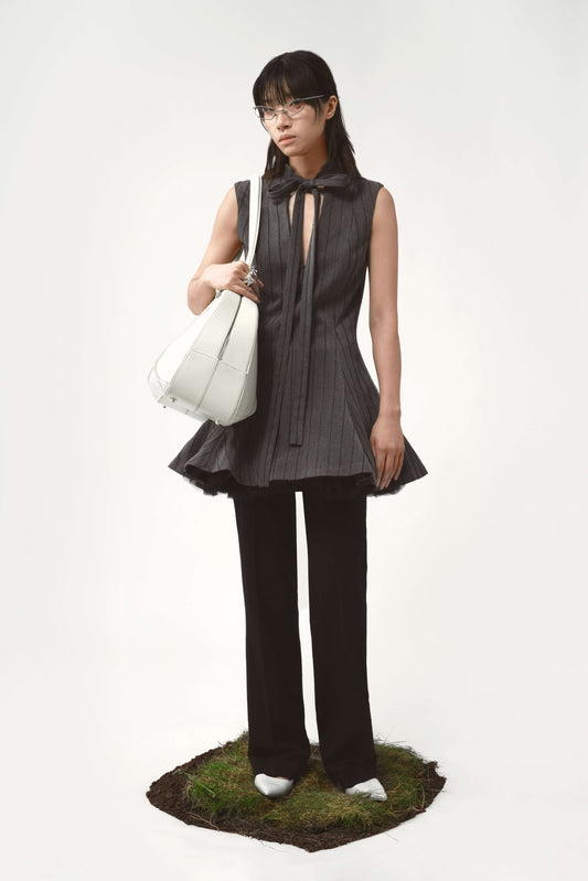 AVAVAV Tulle Pinstripe Dress Grey