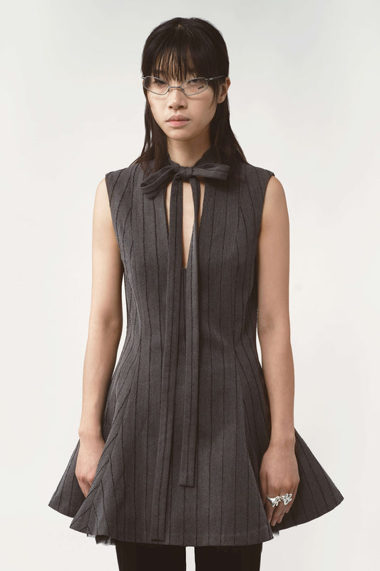 AVAVAV Tulle Pinstripe Dress Grey
