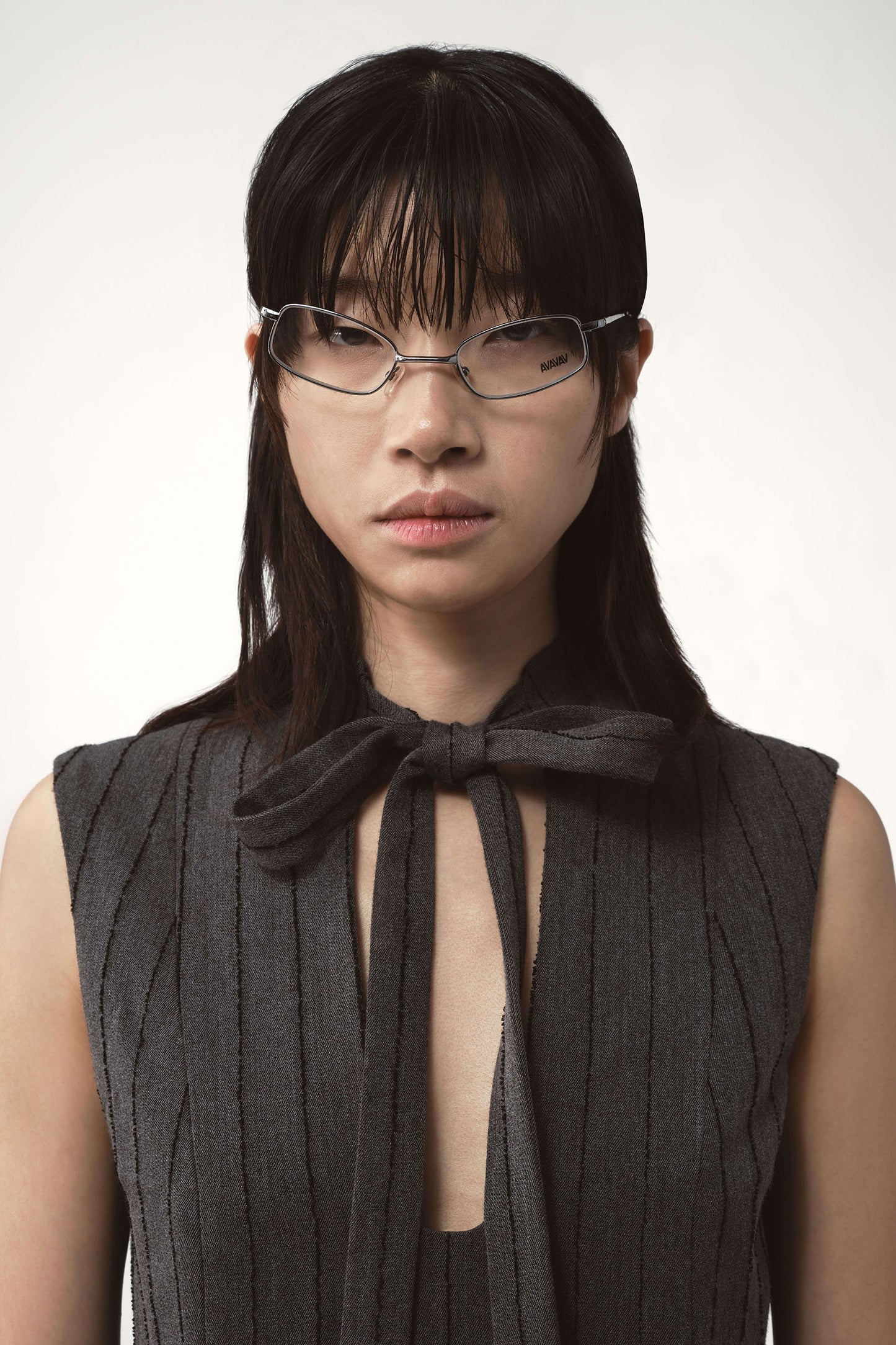 AVAVAV Tulle Pinstripe Dress Grey