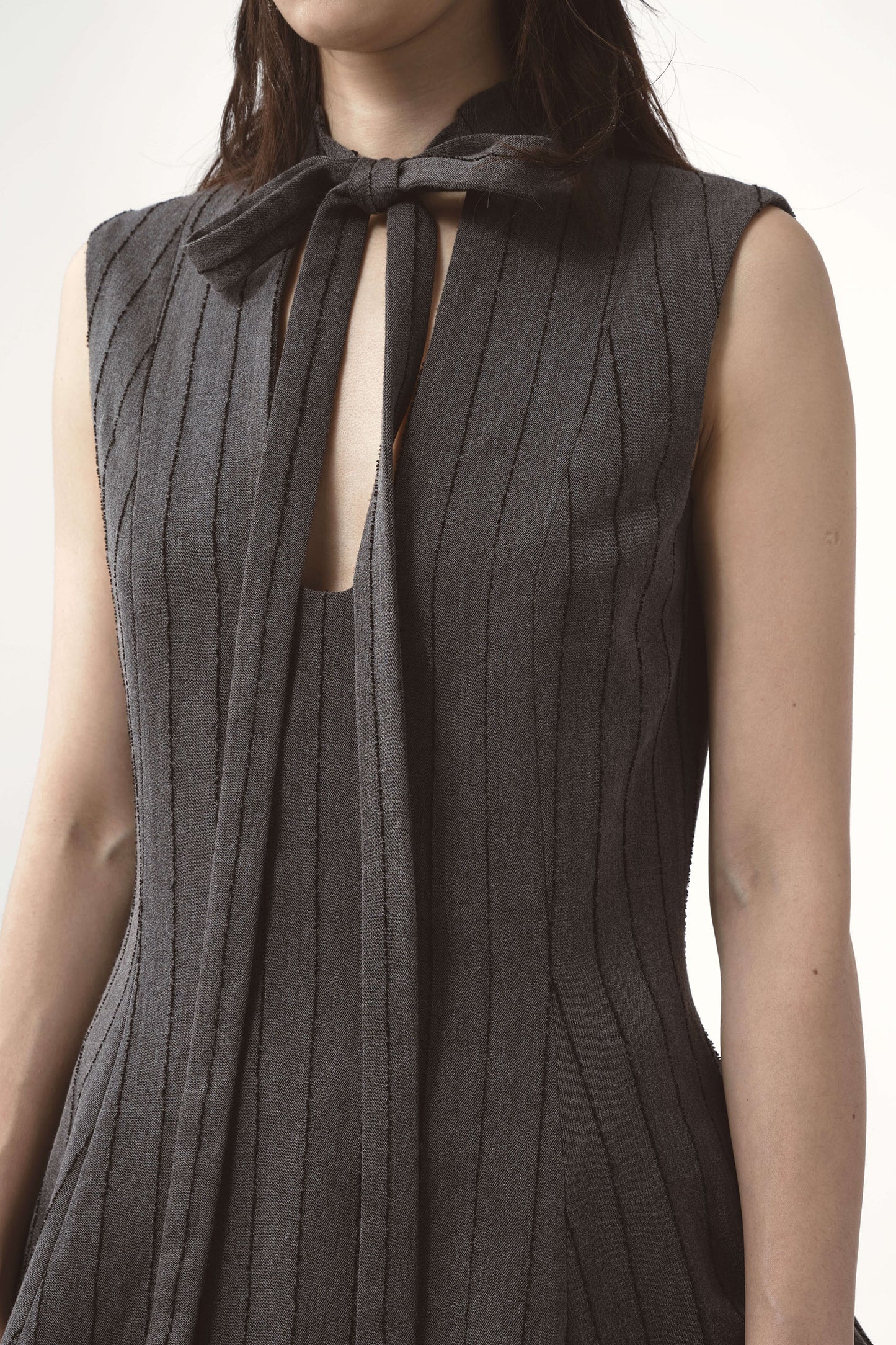 AVAVAV Tulle Pinstripe Dress Grey