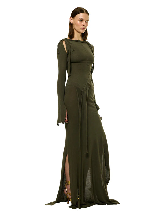 Ottolinger Deconstructed Longsleeve Maxi Dress Green