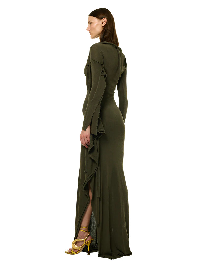 Ottolinger Deconstructed Longsleeve Maxi Dress Green