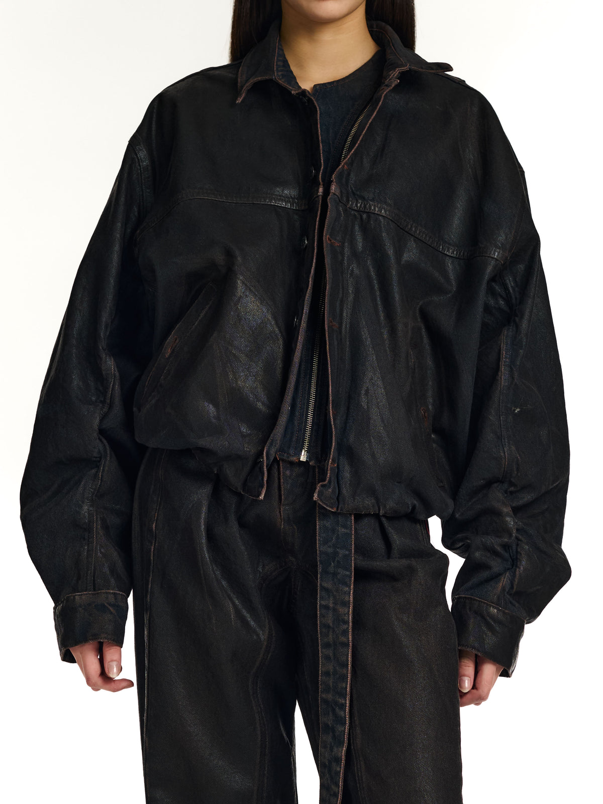 Ottolinger Woven Glazed Flex Denim Jacket Brown