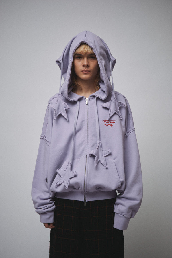 Charles Jeffrey LOVERBOY Knitted Star Hoodie Purple