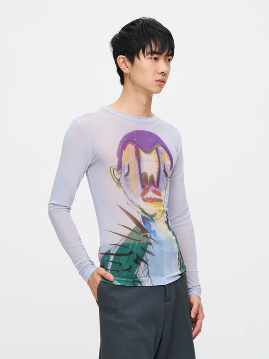 Charles Jeffrey LOVERBOY Powermesh Long Sleeve Tee Baby Blue