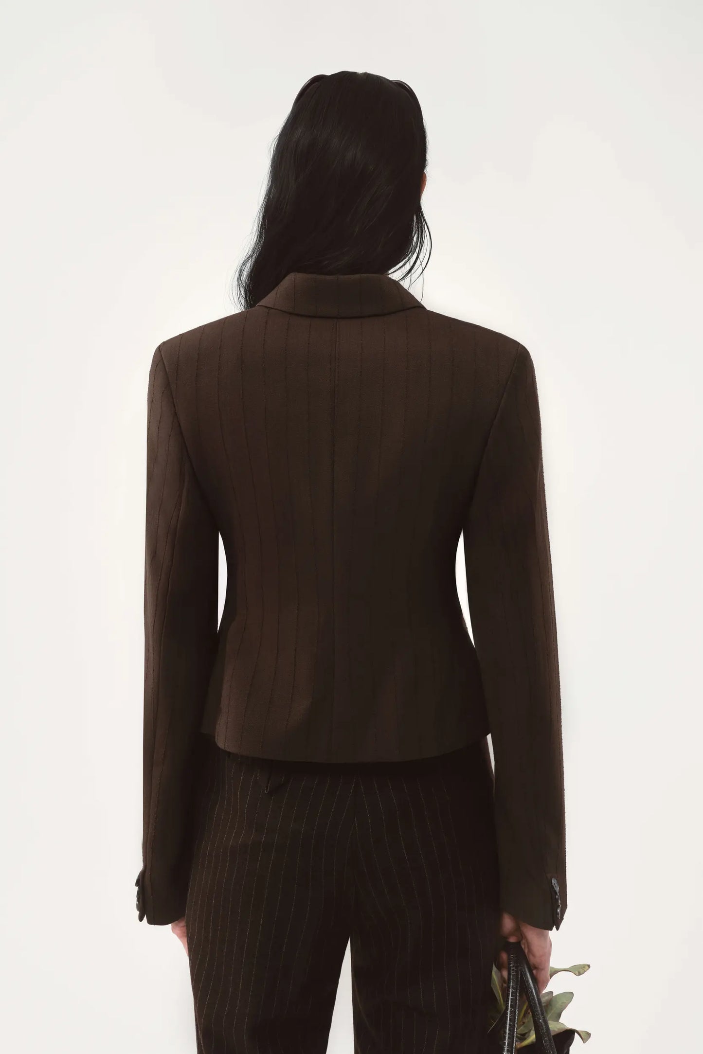 AVAVAV Petite Blazer Pinstripe Brown