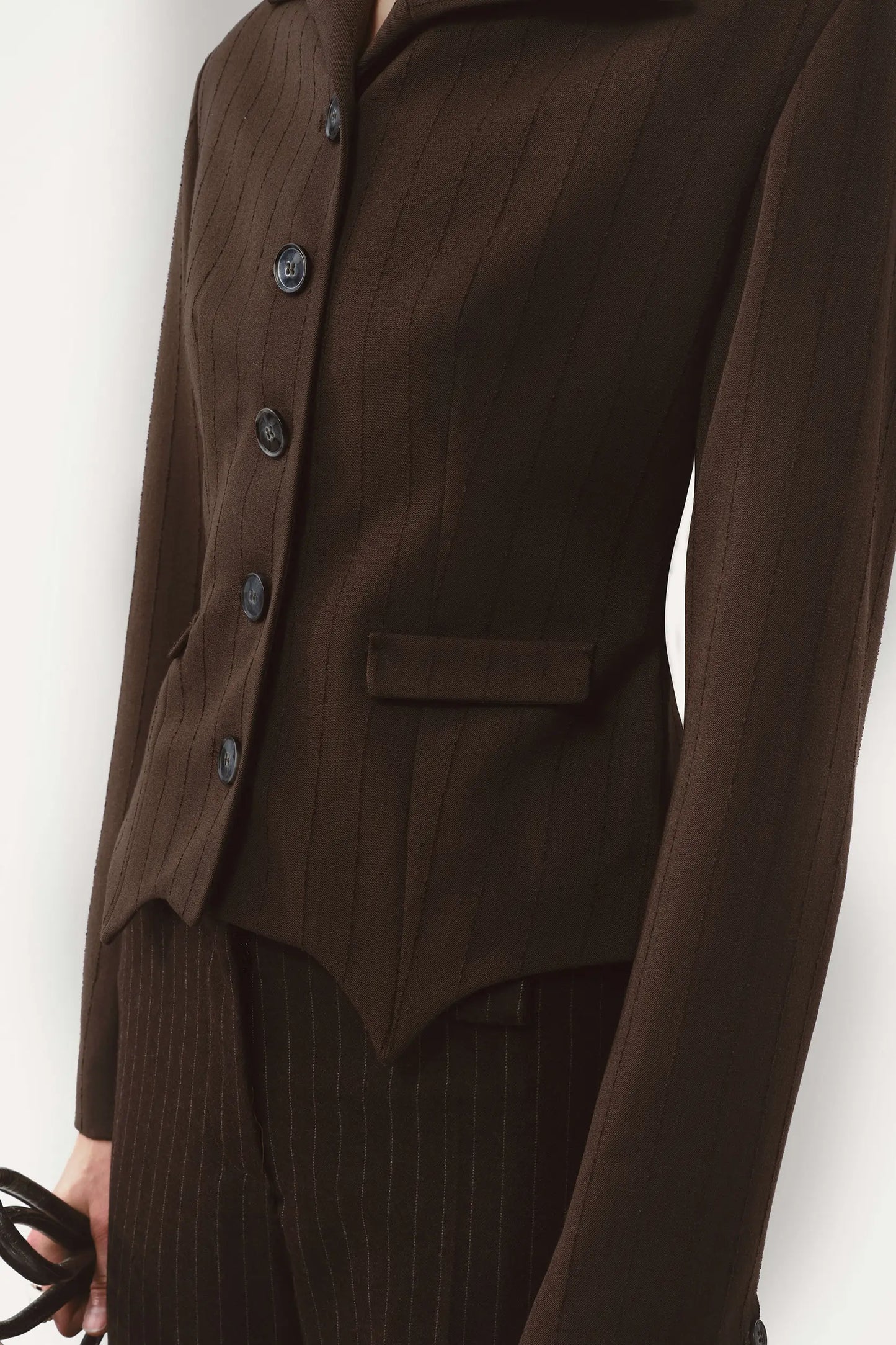 AVAVAV Petite Blazer Pinstripe Brown