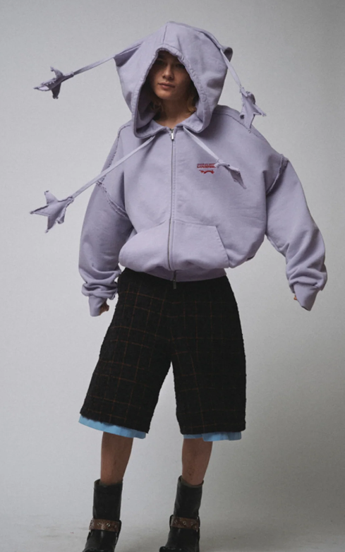 Charles Jeffrey LOVERBOY Knitted Star Hoodie Purple