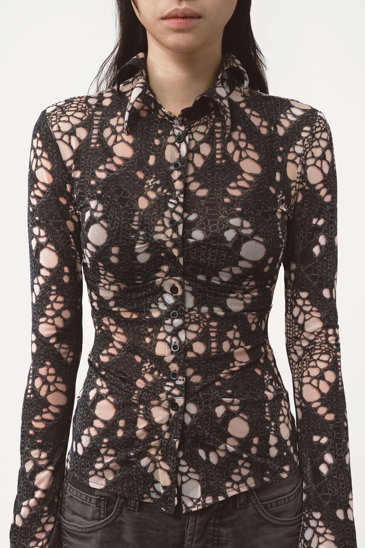 AVAVAV Spiky Button-Up Knit Shirt Printed