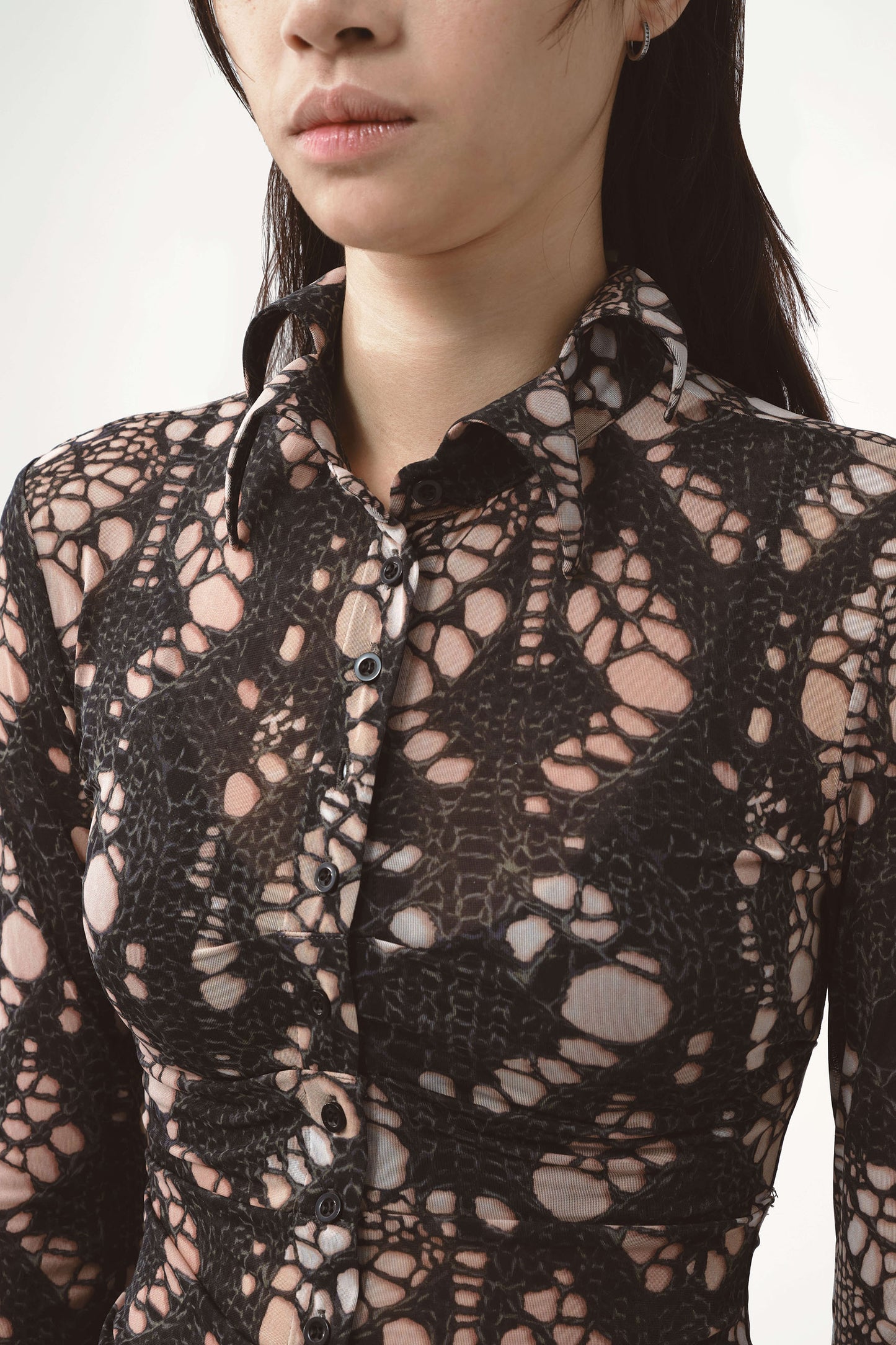 AVAVAV Spiky Button-Up Knit Shirt Printed