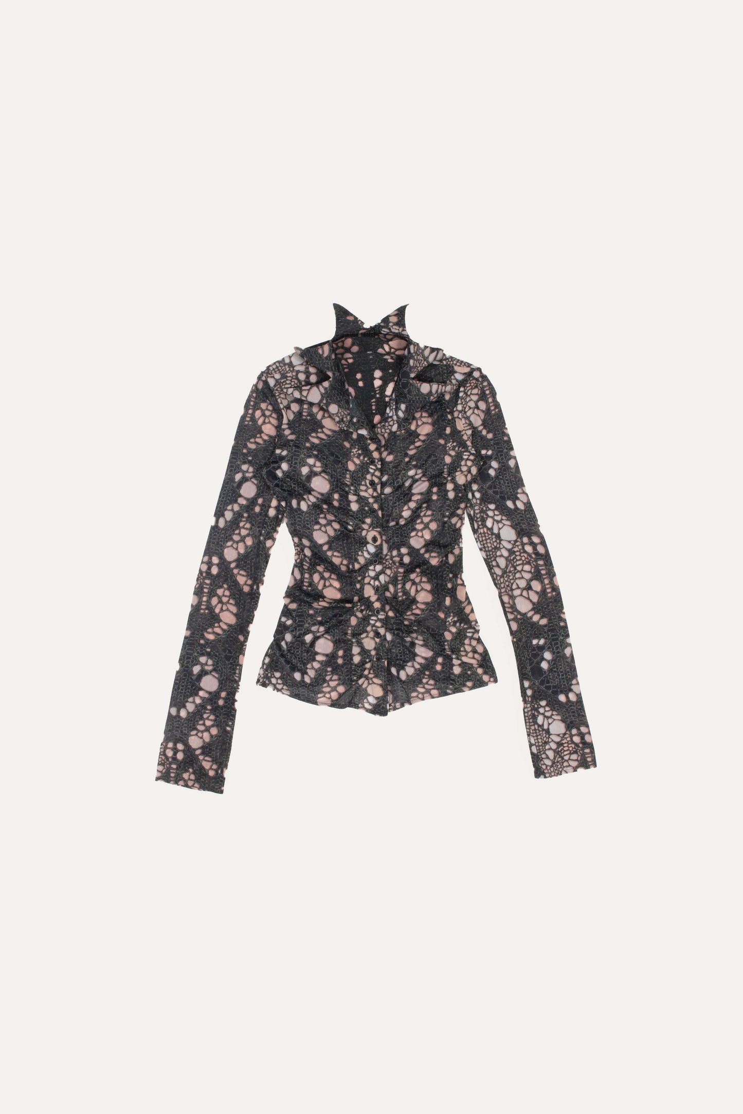 AVAVAV Spiky Button-Up Knit Shirt Printed