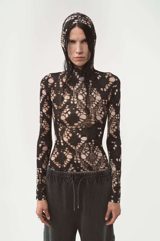AVAVAV Hooded Knit Top Printed