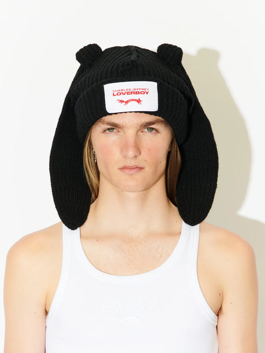 Charles Jeffrey LOVERBOY Chuncky Rabbit Beanie Black