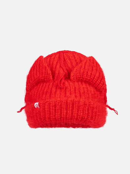 Charles Jeffrey LOVERBOY Mohair Chunky Ears Beanie Red