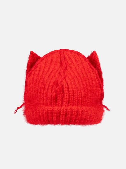 Charles Jeffrey LOVERBOY Mohair Chunky Ears Beanie Red