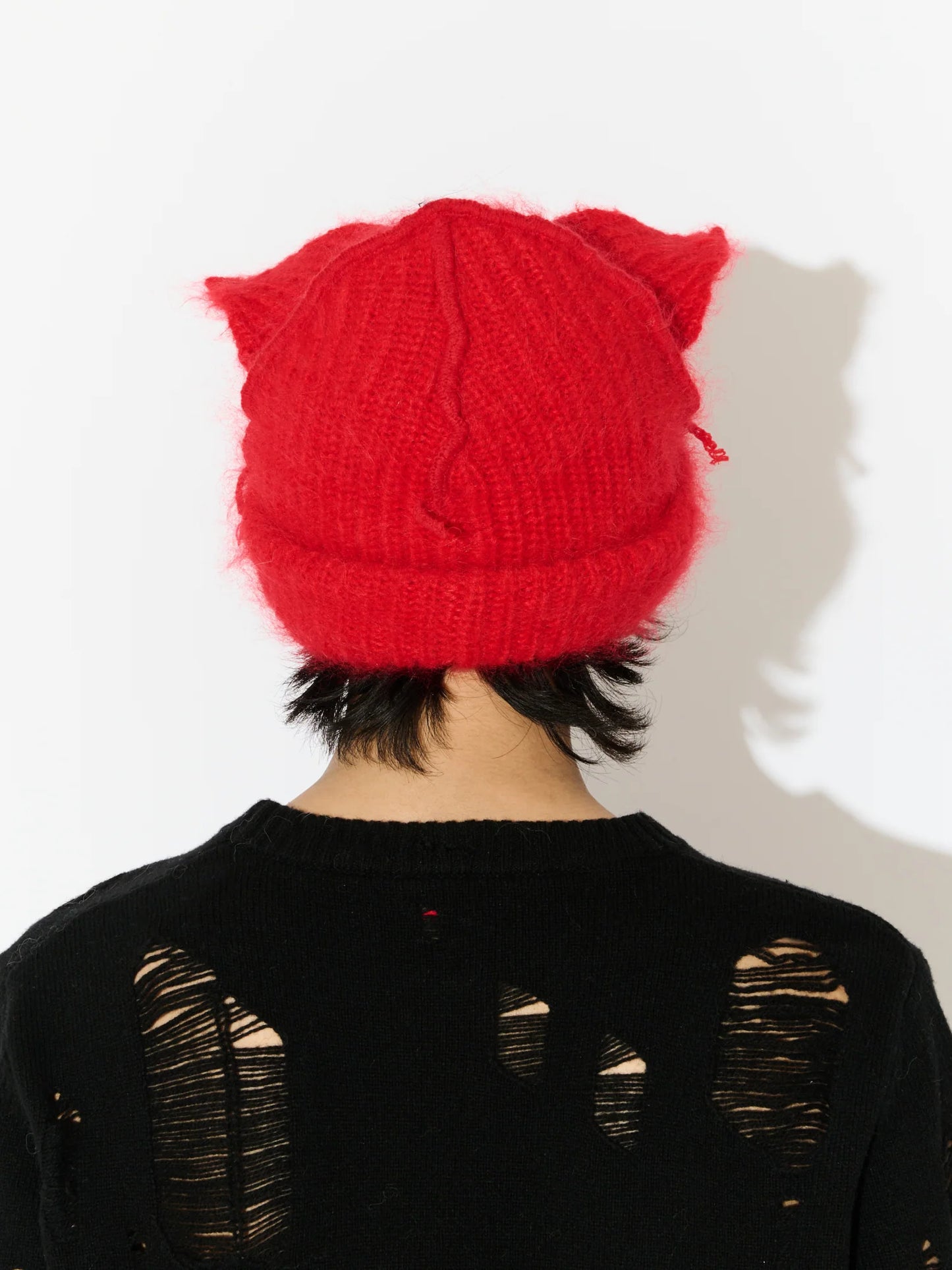 Charles Jeffrey LOVERBOY Mohair Chunky Ears Beanie Red