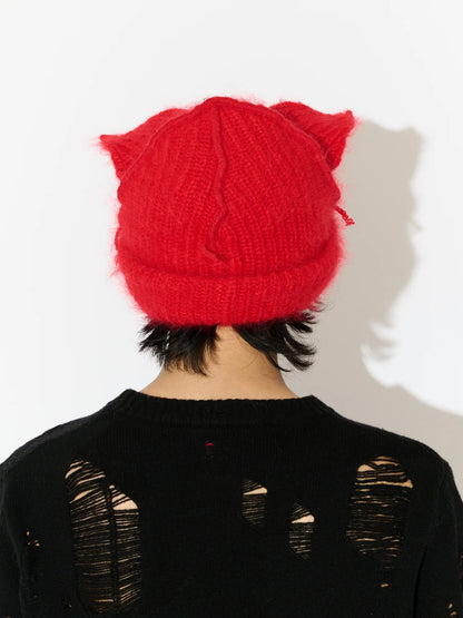 Charles Jeffrey LOVERBOY Mohair Chunky Ears Beanie Red