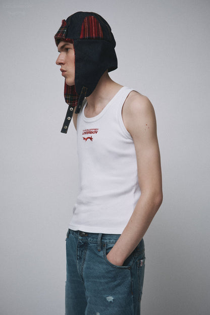 Charles Jeffrey LOVERBOY Knitted Logo Tank Top White