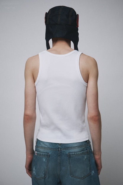 Charles Jeffrey LOVERBOY Knitted Logo Tank Top White