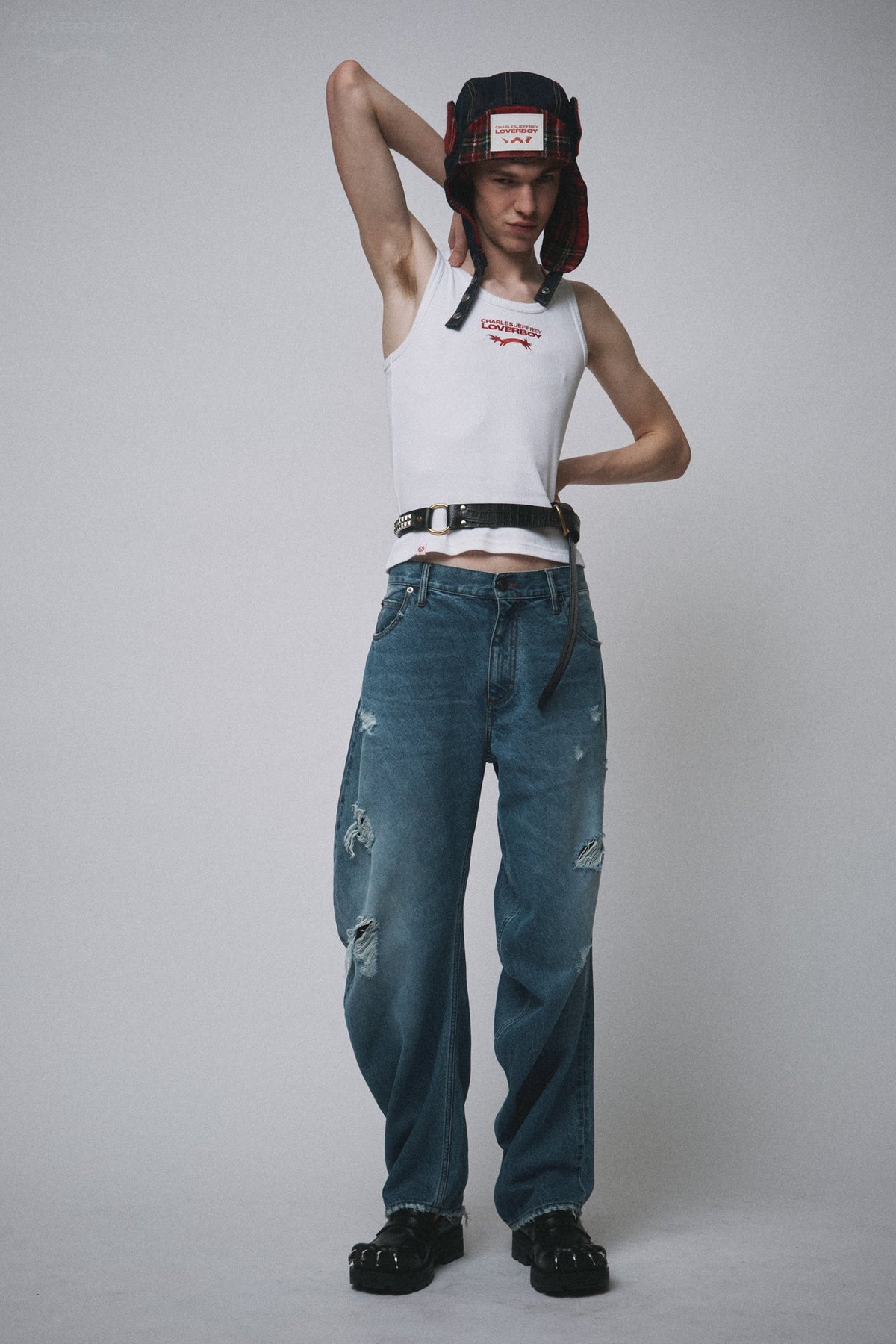 Charles Jeffrey LOVERBOY Knitted Logo Tank Top White