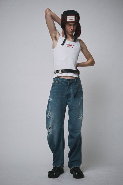 Charles Jeffrey LOVERBOY Knitted Logo Tank Top White