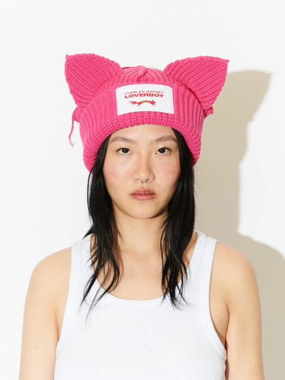 Charles Jeffrey LOVERBOY Chunky Ears Beanie Pink
