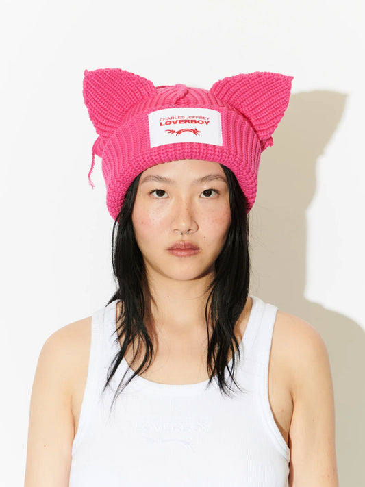Charles Jeffrey LOVERBOY Chunky Ears Beanie Pink