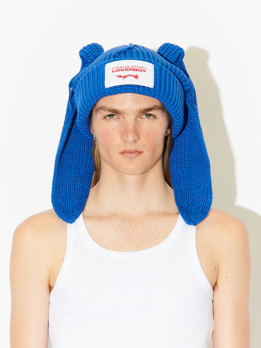 Charles Jeffrey LOVERBOY Chunky Rabbit Beanie Blue