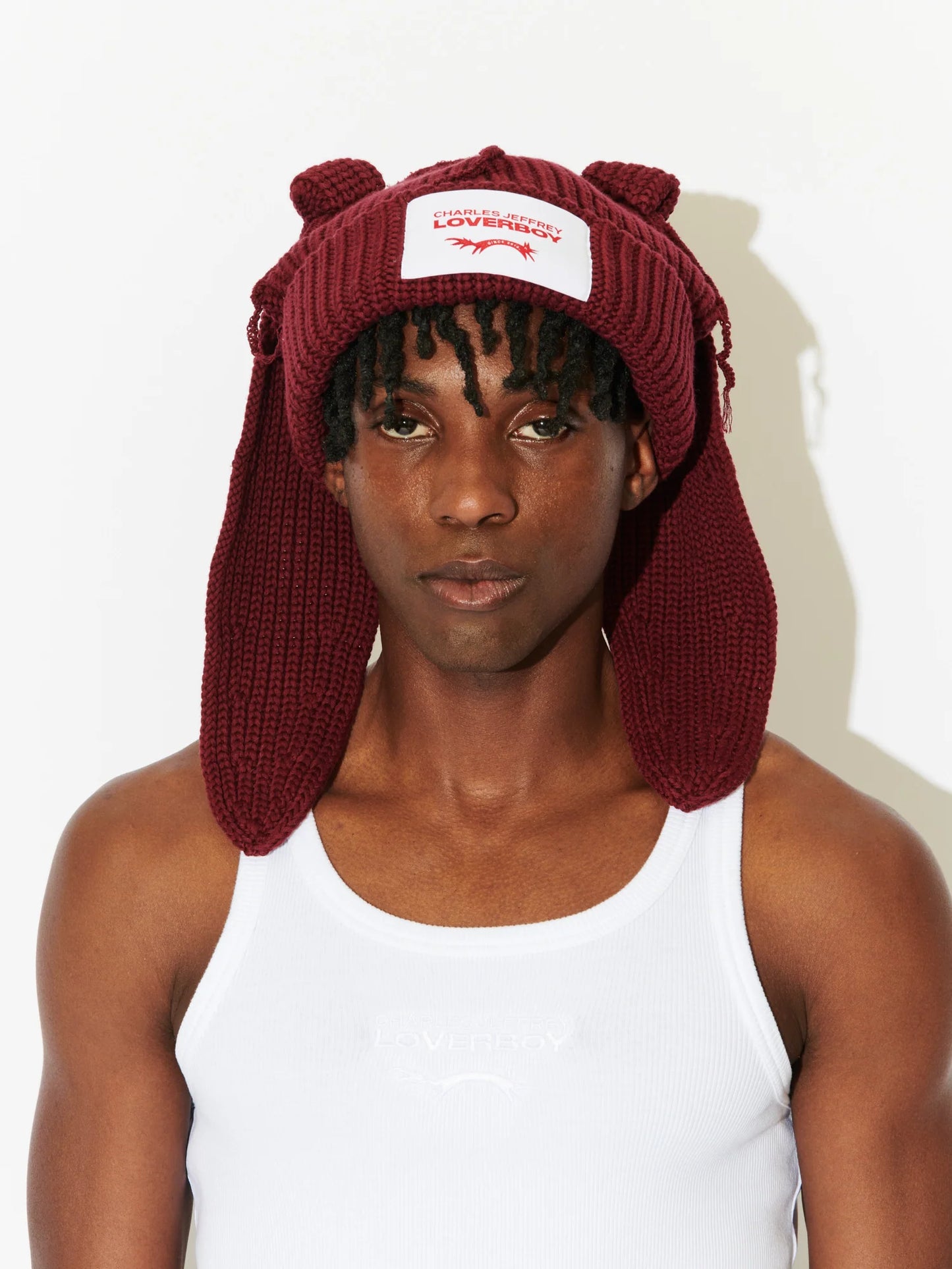 Charles Jeffrey LOVERBOY Chunky Rabbit Beanie Red