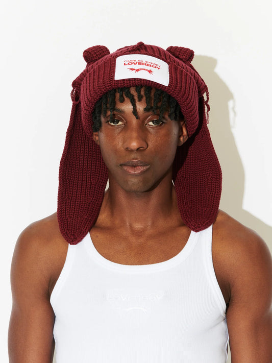 Charles Jeffrey LOVERBOY Chunky Rabbit Beanie Red