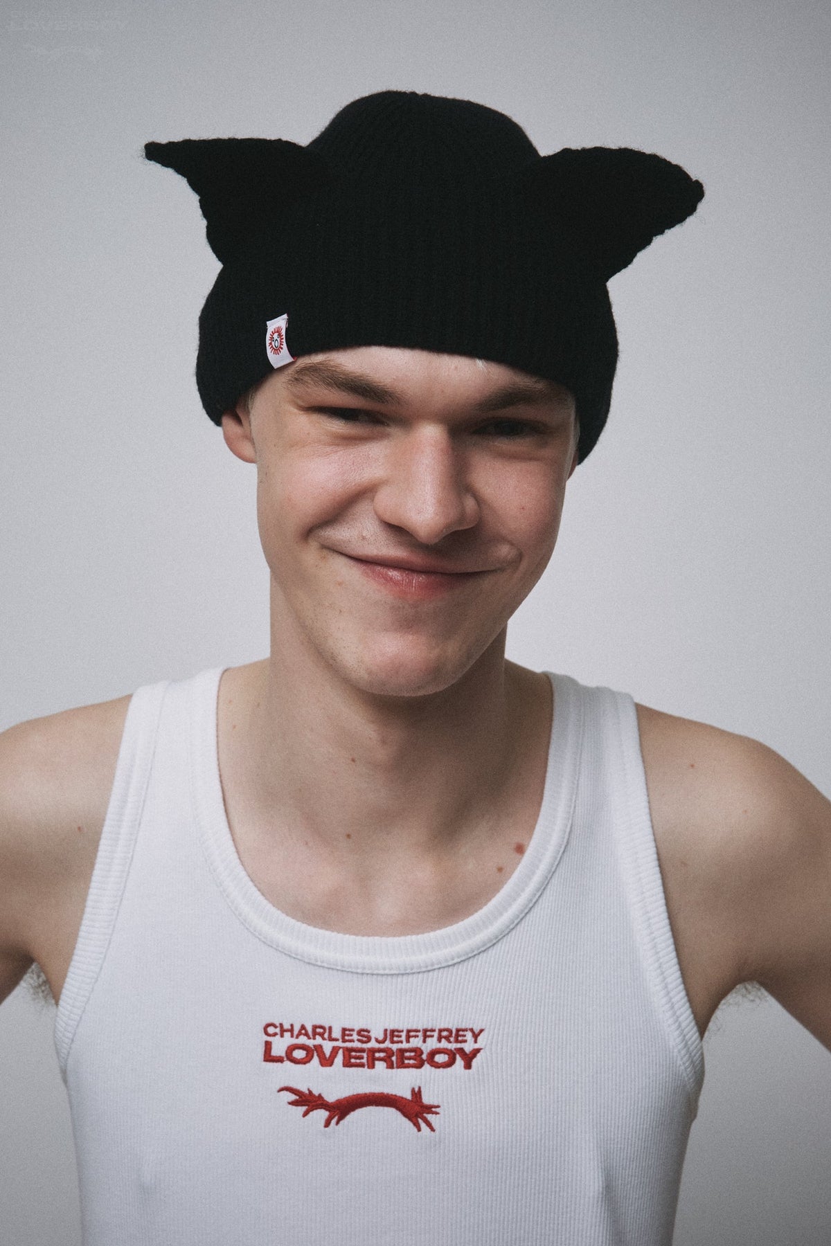 Charles Jeffrey LOVERBOY Ears Rib Beanie Black