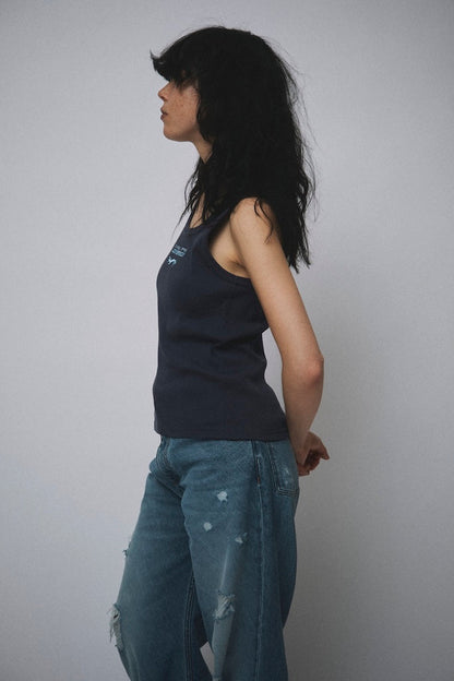 Charles Jeffrey LOVERBOY Knitted Logo Tank Top Blue