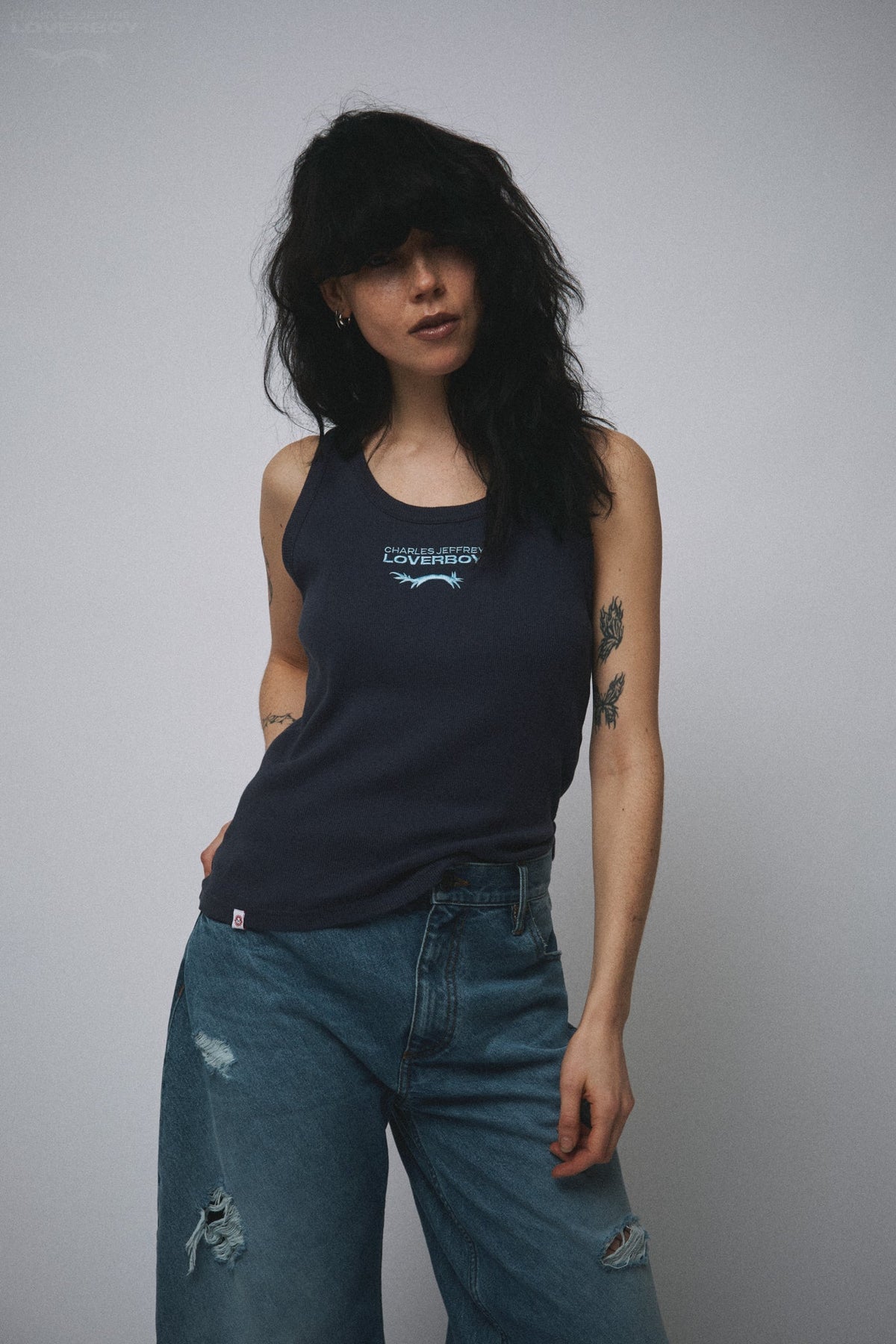 Charles Jeffrey LOVERBOY Knitted Logo Tank Top Blue