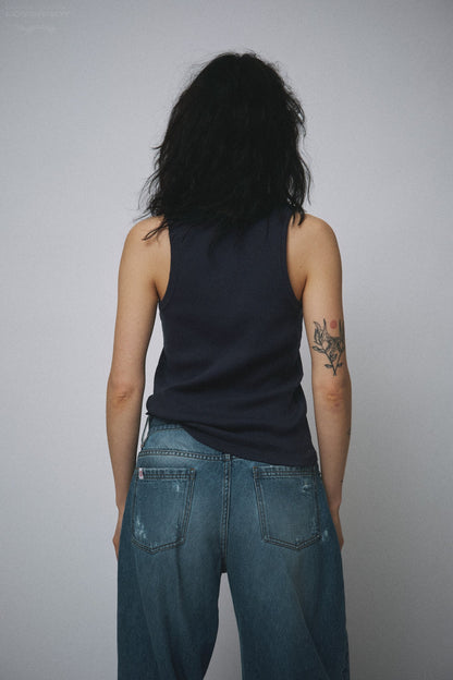 Charles Jeffrey LOVERBOY Knitted Logo Tank Top Blue