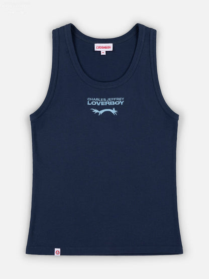 Charles Jeffrey LOVERBOY Knitted Logo Tank Top Blue