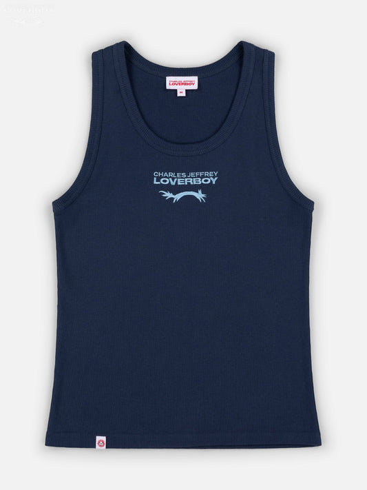 Charles Jeffrey LOVERBOY Knitted Logo Tank Top Blue