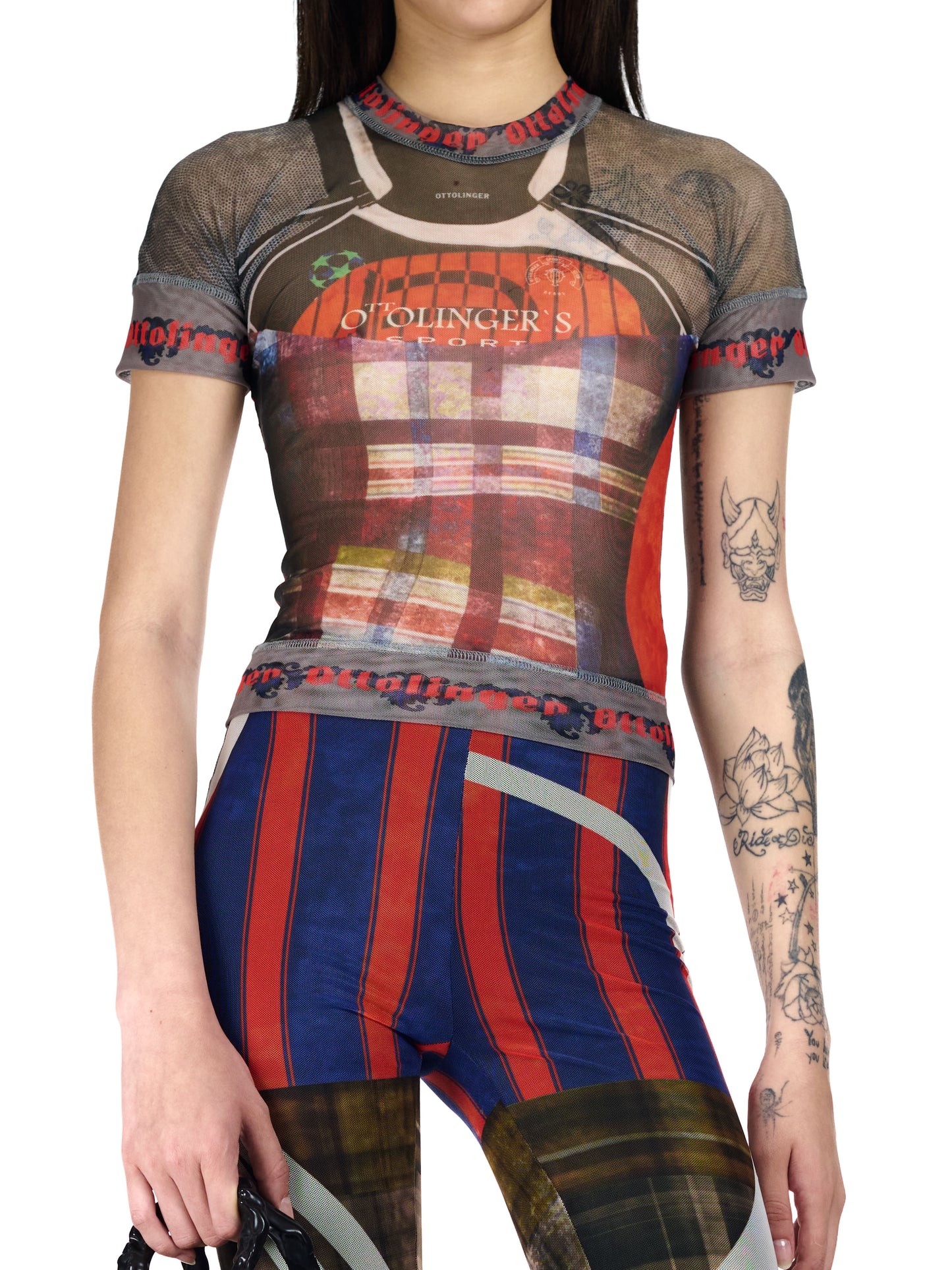 Ottolinger Mesh T-Shirt Racing Plaid Print