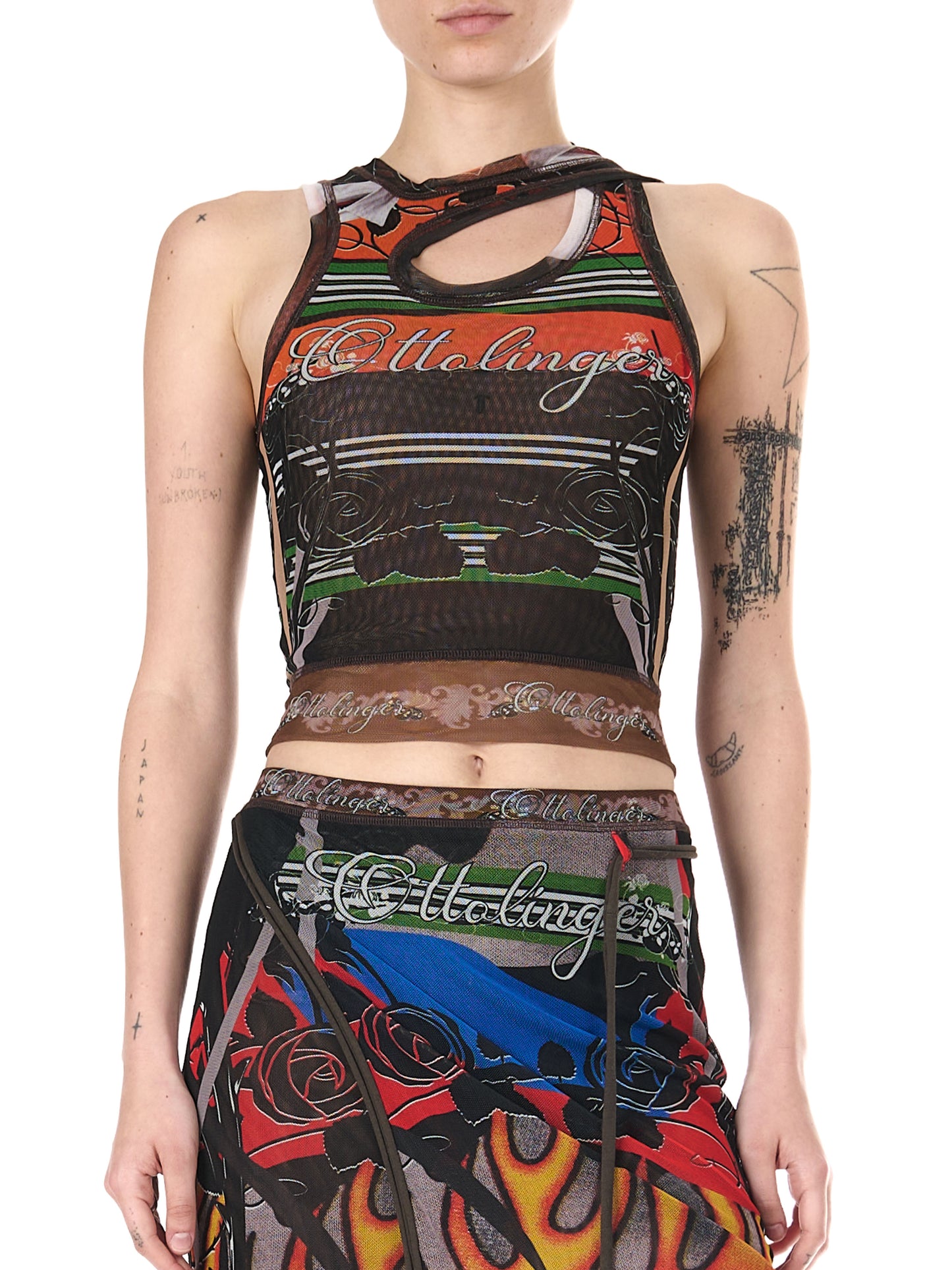 Ottolinger Mesh Tank Top Polo Print Black