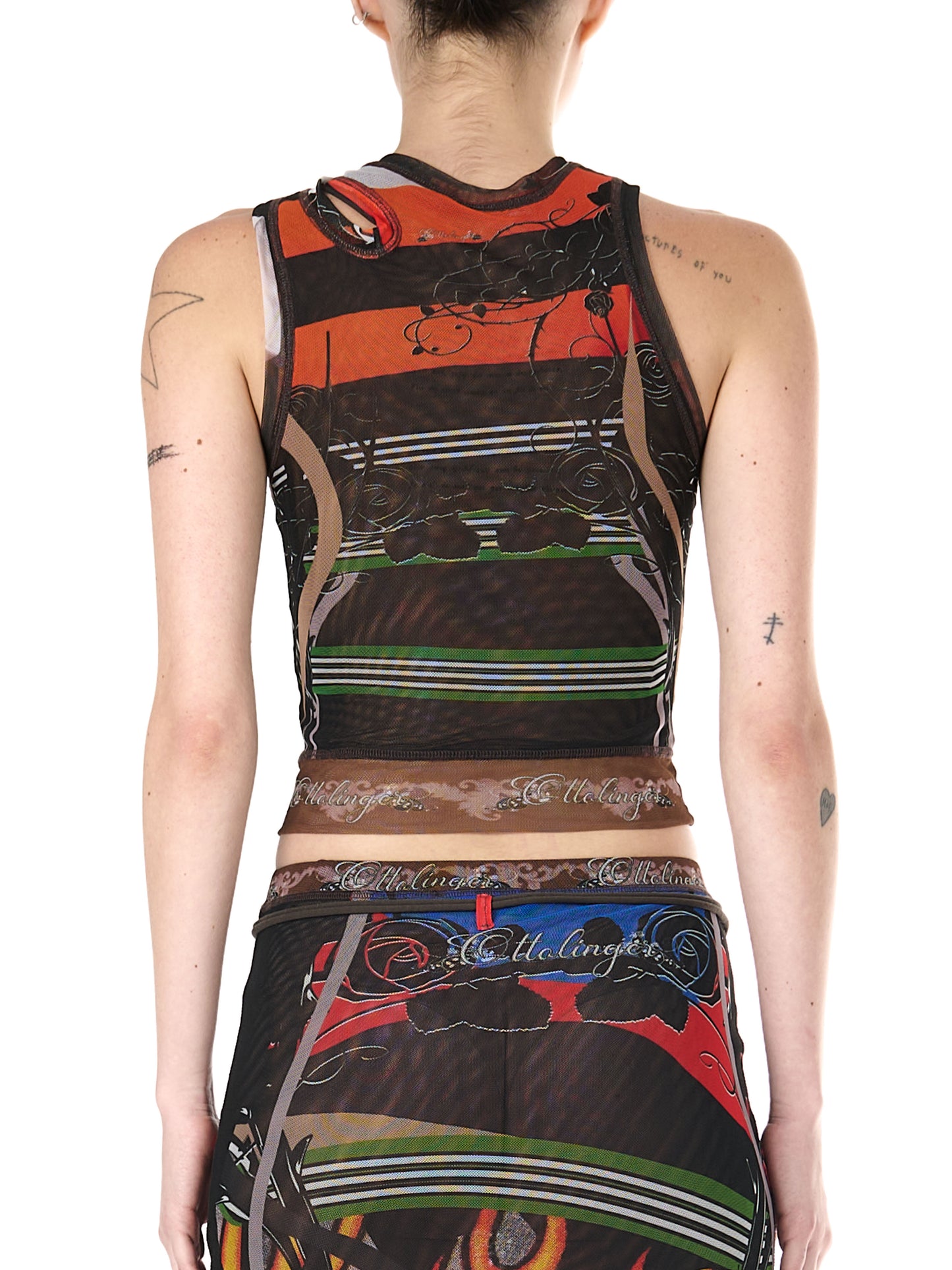 Ottolinger Mesh Tank Top Polo Print Black